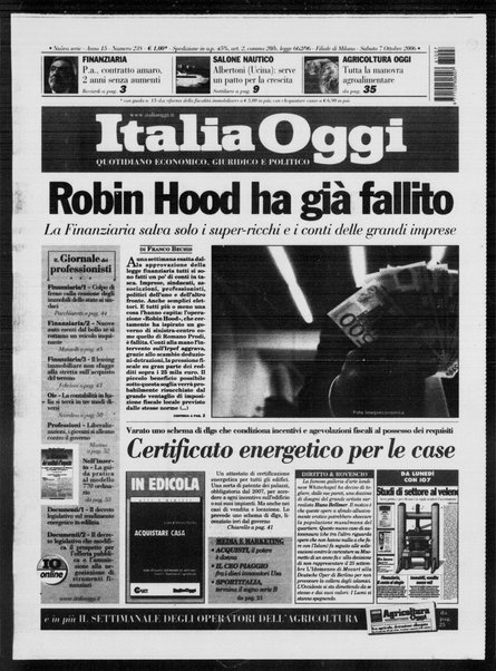 Italia oggi : quotidiano di economia finanza e politica